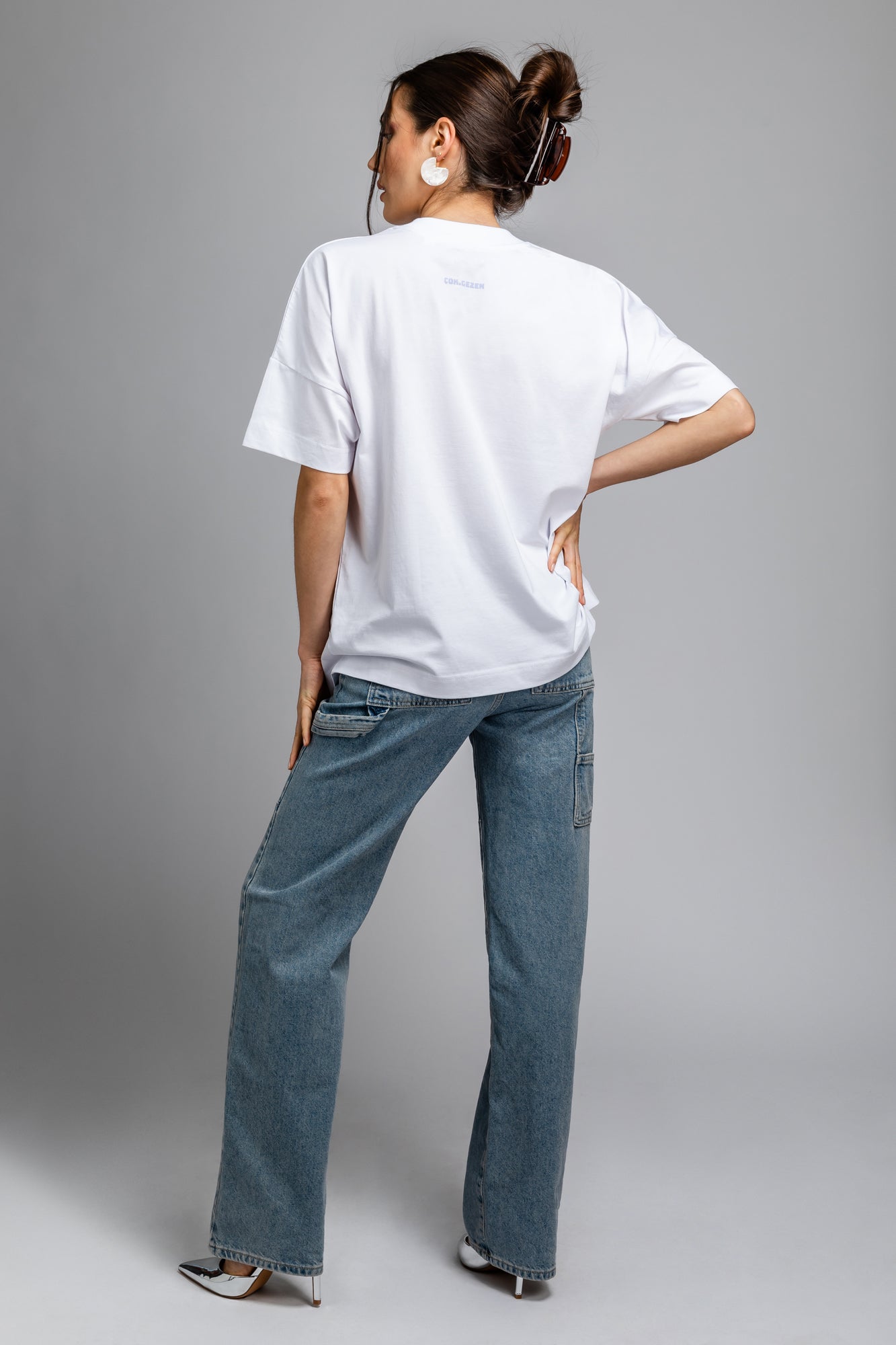 oversized shirt | lips - organic cotton - white