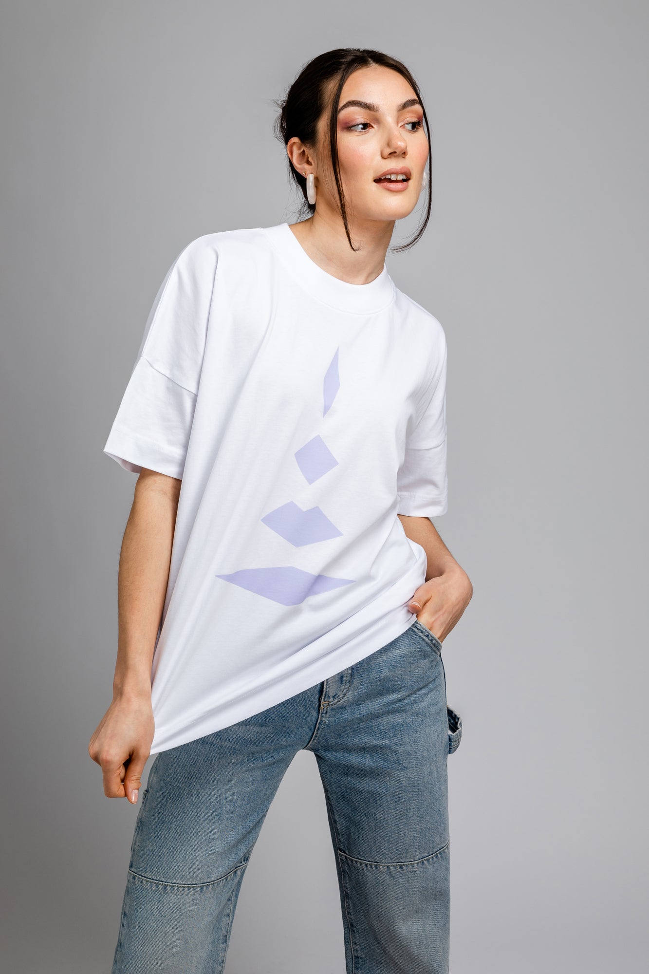 oversized shirt | lips - organic cotton - white