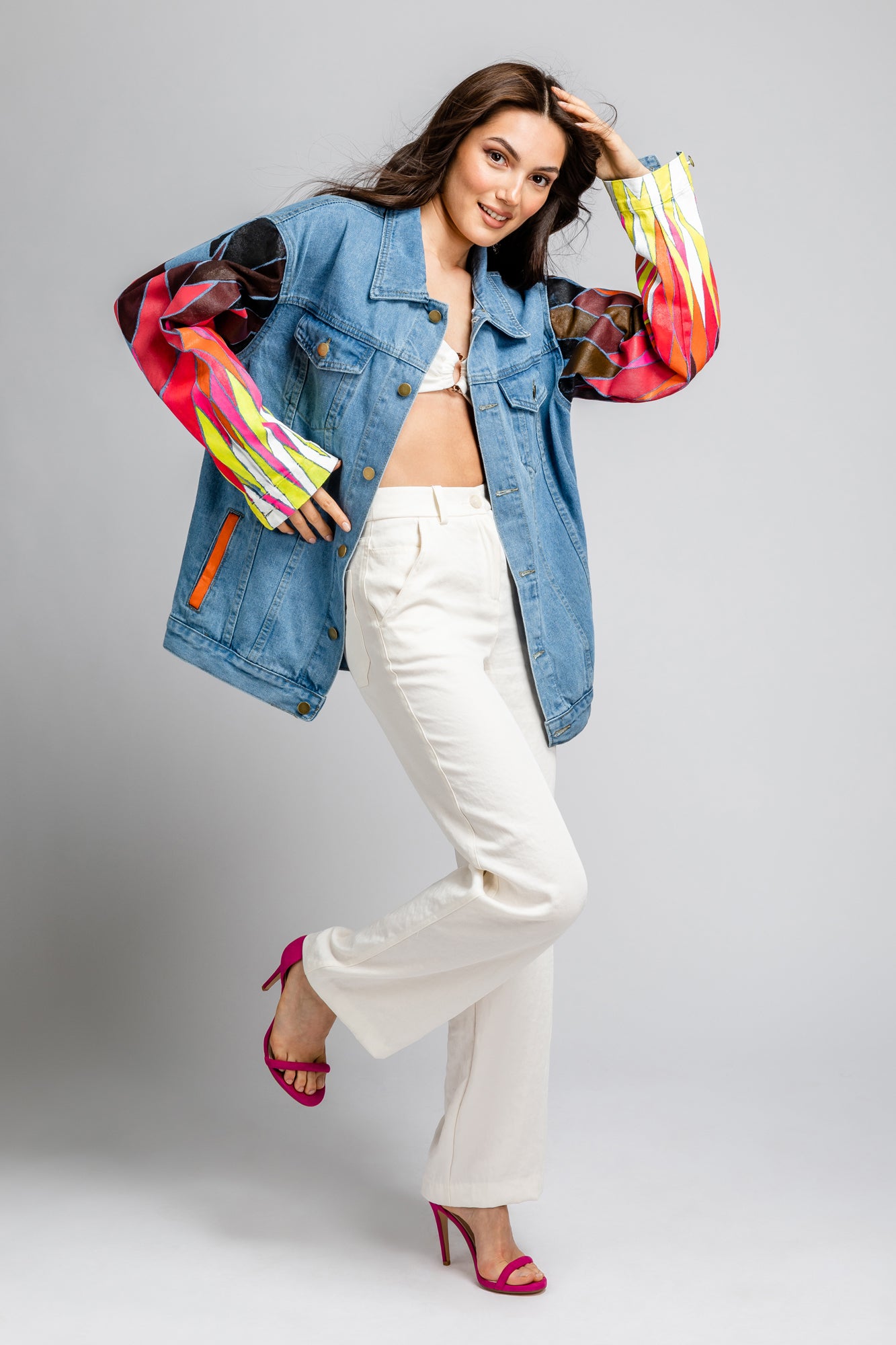 Jeansjacke | abstract tulips - unikat