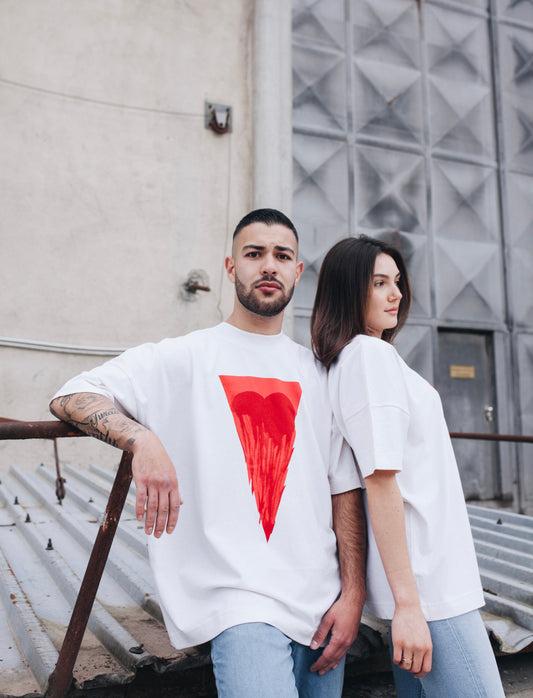 oversized | shirt with heart - organic cotton - beige