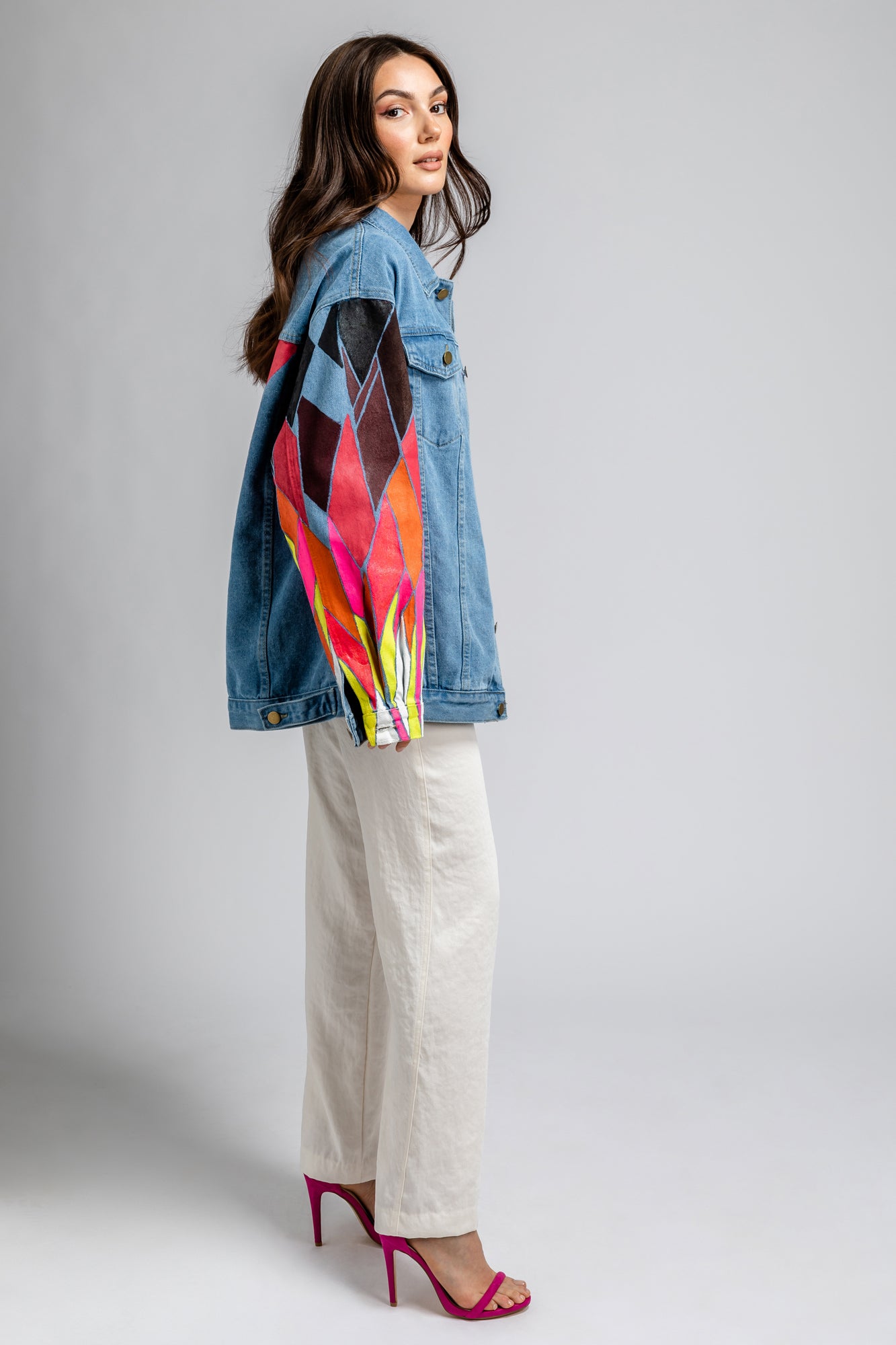 Jeansjacke | abstract tulips - unikat