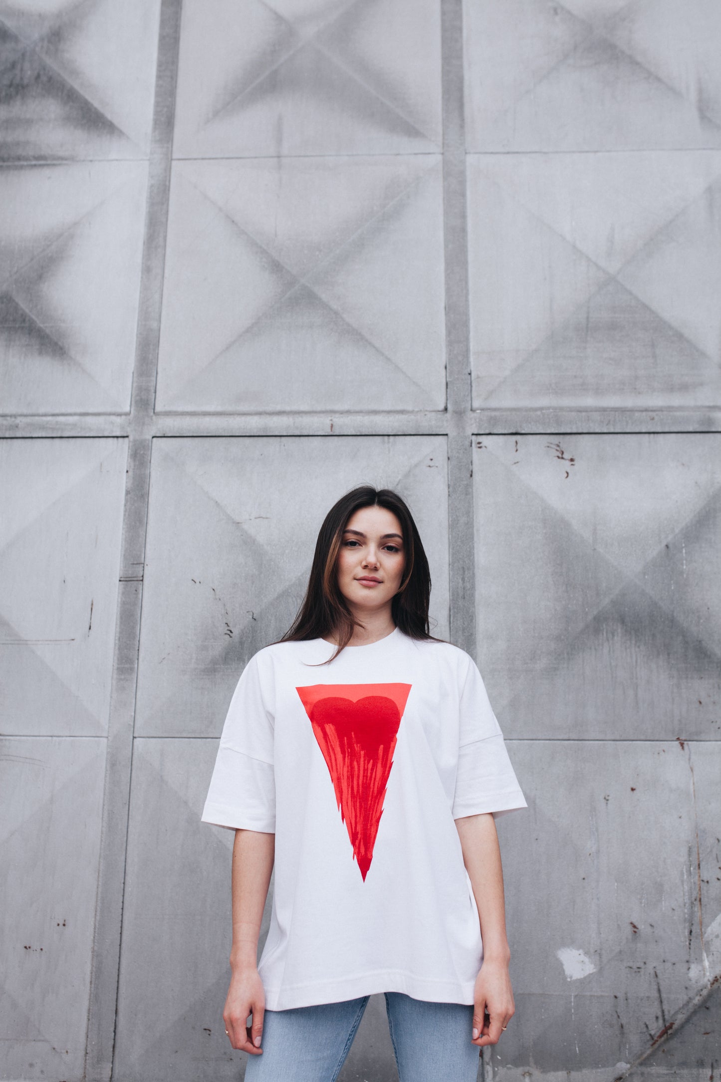 oversized | shirt with heart - organic cotton - beige