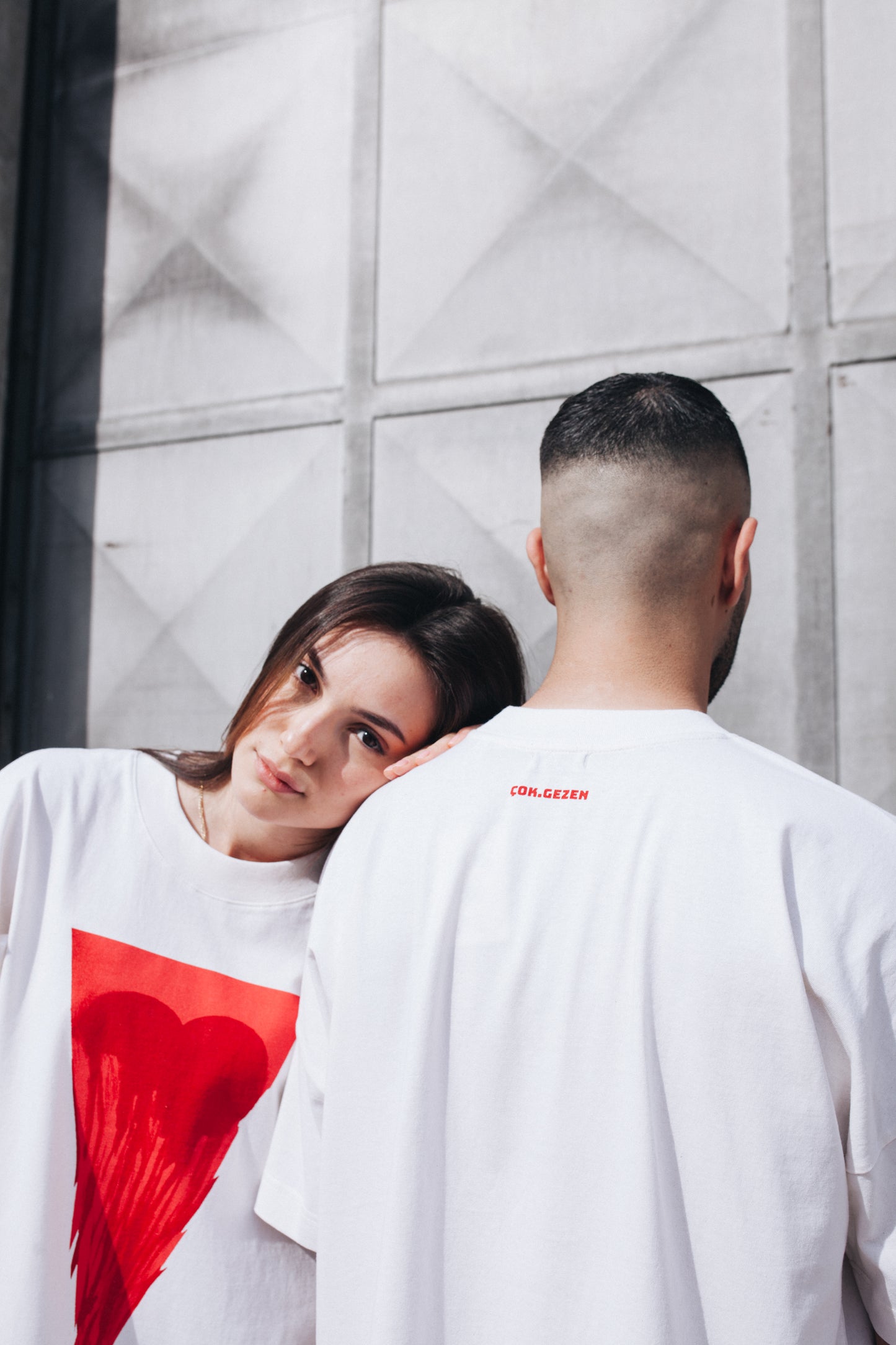 oversized | shirt with heart - organic cotton - beige