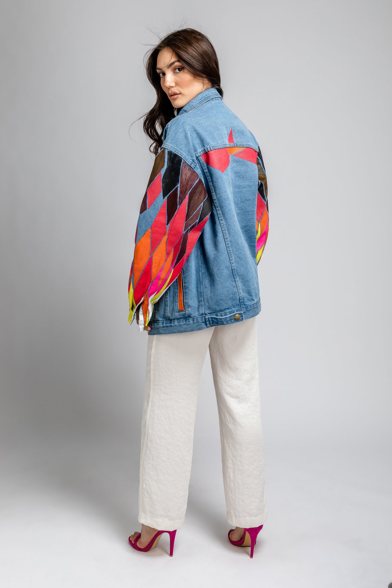 Jeansjacke | abstract tulips - unikat