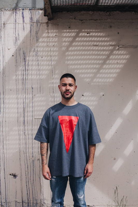 oversized | shirt with heart - organic cotton - navy blau