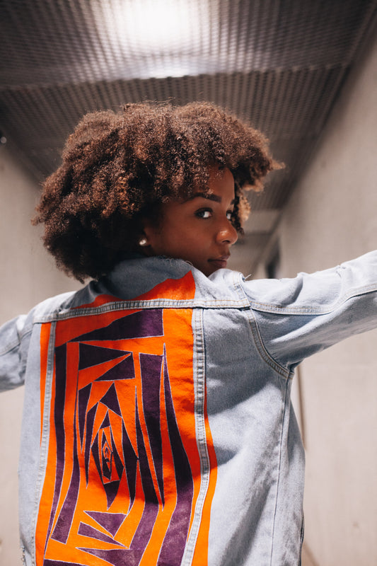 Jeansjacke | abstract rose 2.0 - unikat