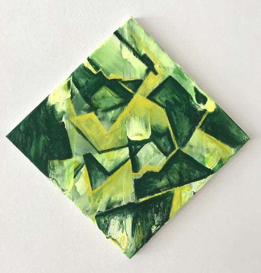 abstract green face 21 - painting
